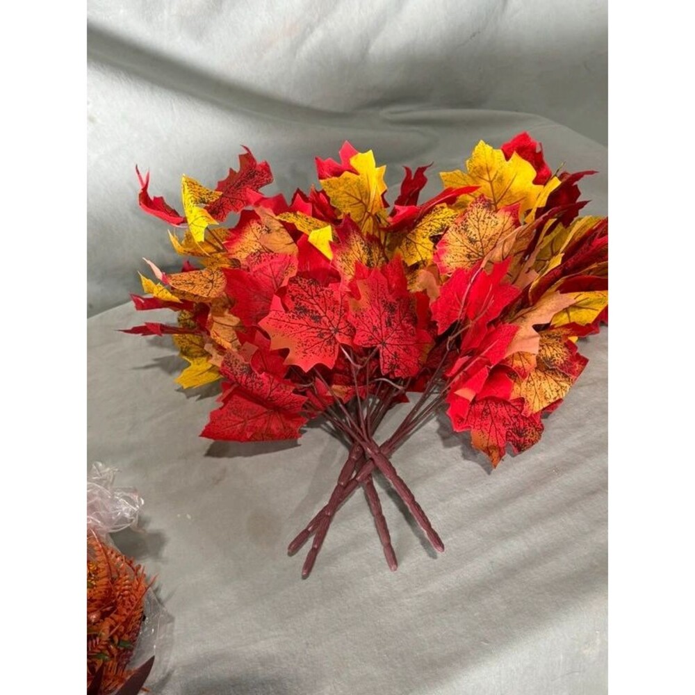 Artificial Autumn Maple Leaf Stem Picks 4 Pack